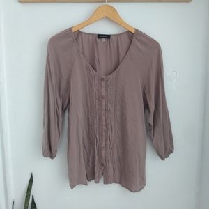 Spense button down ruffle front blouse sz L